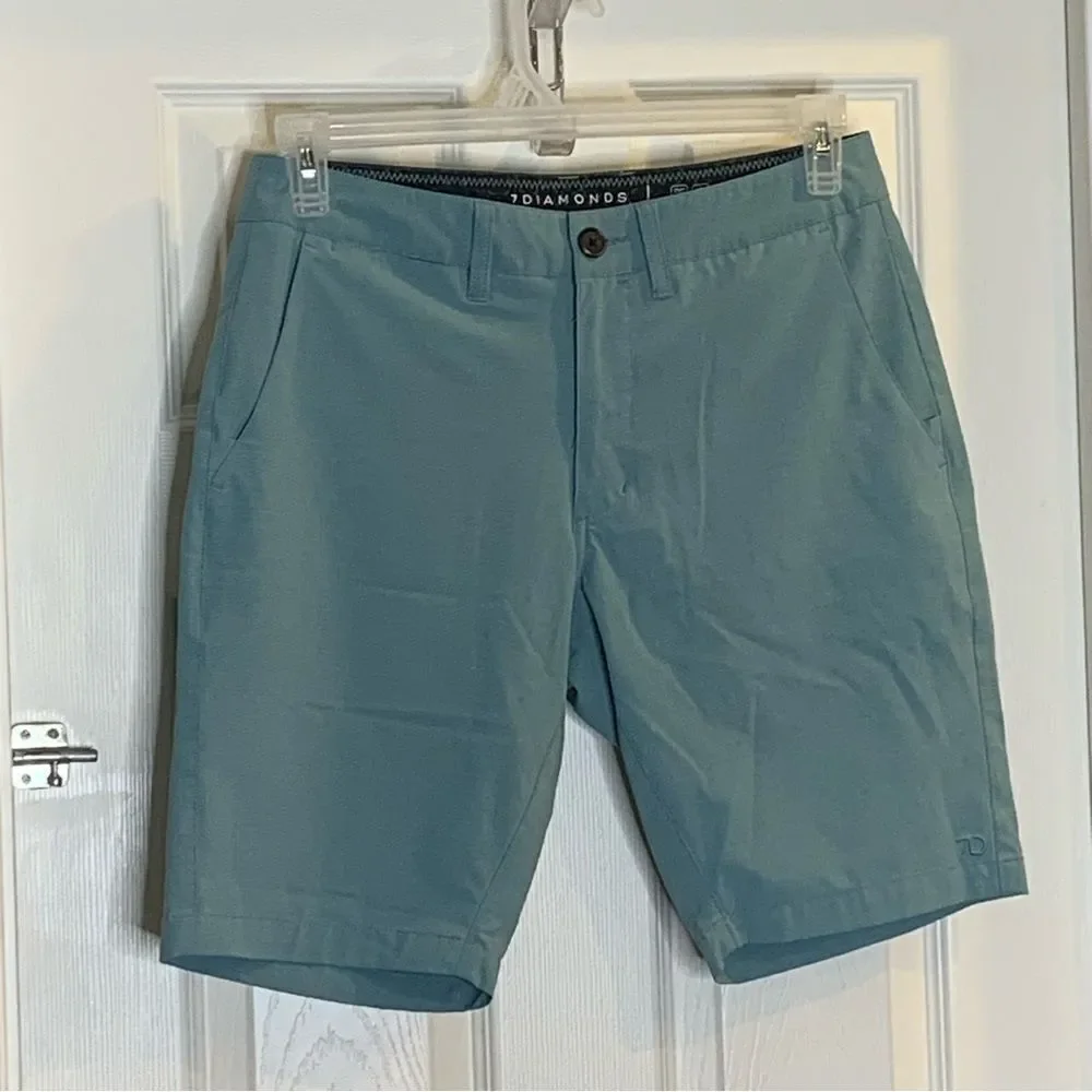 7 Diamonds Momentum Performance Golf Shorts Size 29 Light Teal